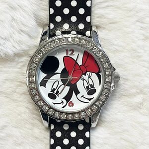 Disney‎ Accutime Mickey and Minnie Mouse Rhinestone Polka Dot Watch